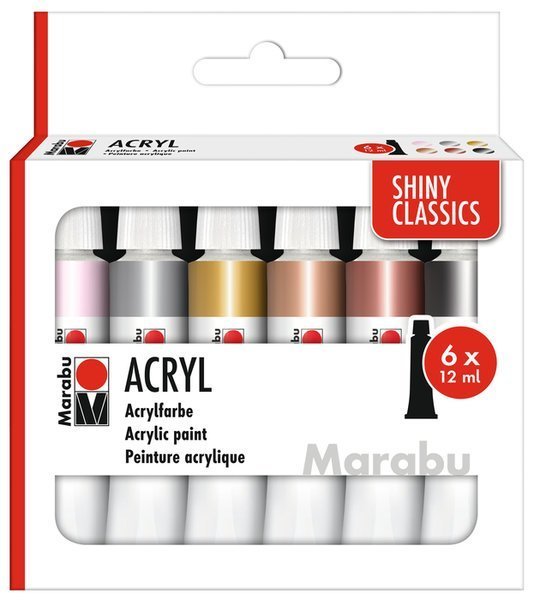 Marabu Zestaw akrylowy assortment Shiny Classics 6 x 12 ml