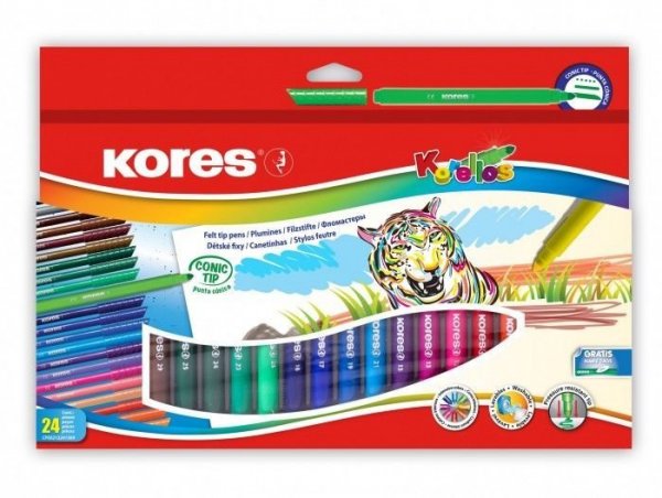 Dětské fixy KORELLO - silný hrot, 24 barev