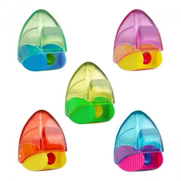 SNAPPY, jednoduché plastové ořezávátko se zásobníkem, mix 5 barev