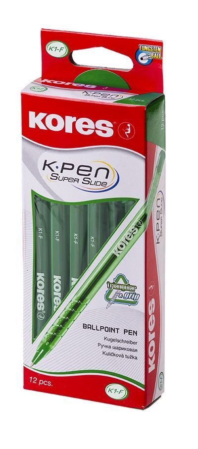 K1-F Długopis trójkątny, zielony, 12 sztuk w pudełku (cena za 1 szt.)