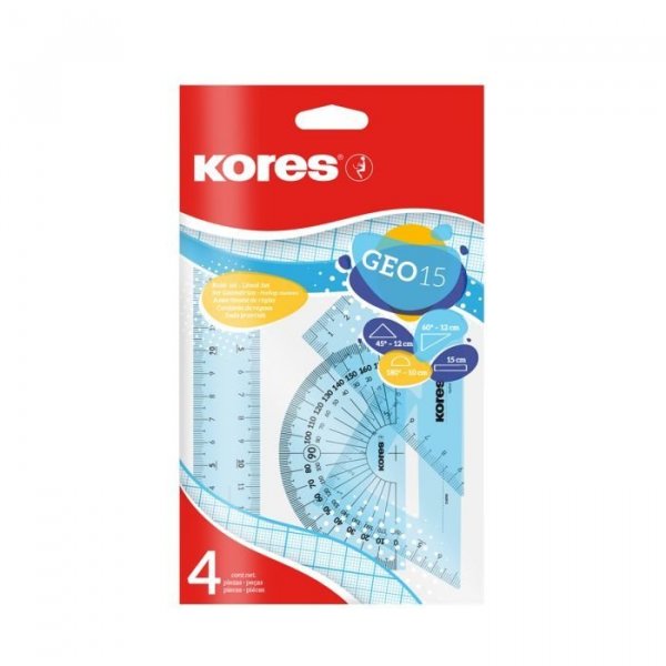GEO set 15cm, set plastových pravítek, 4 ks v polybagu