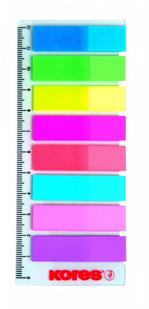 Zakładki Index Strips w podajniku, 8 kolorów 12x45mm, na linijce