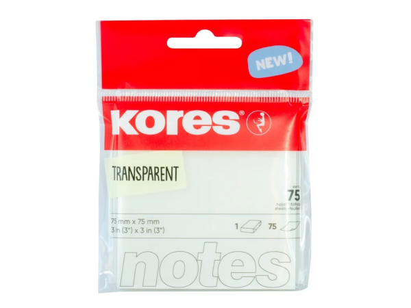 Kores transparentní samolepicí bloček 75x75 mm/75lístků v bločku