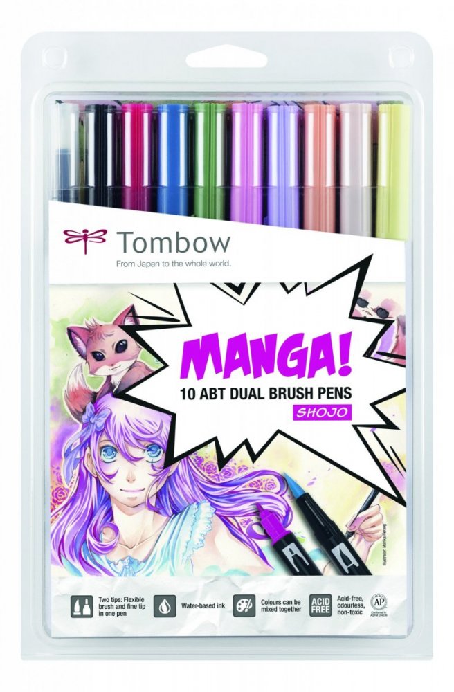 Tombow Flamaster Brush pen ABT - MangaSet Shojo, 10 szt.