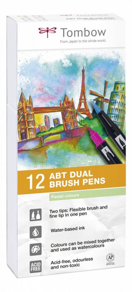 Tombow Flamaster Brush pen ABT – Pastels, 12 szt.