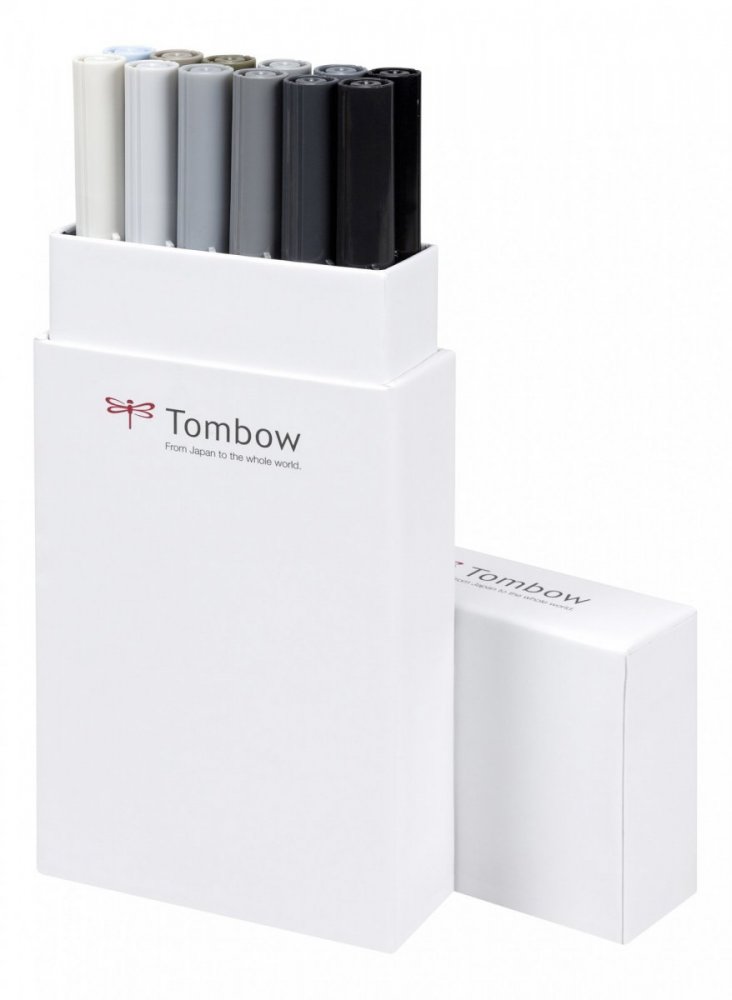 Tombow Flamaster Brush pen ABT – Grey Tone, 12 szt.