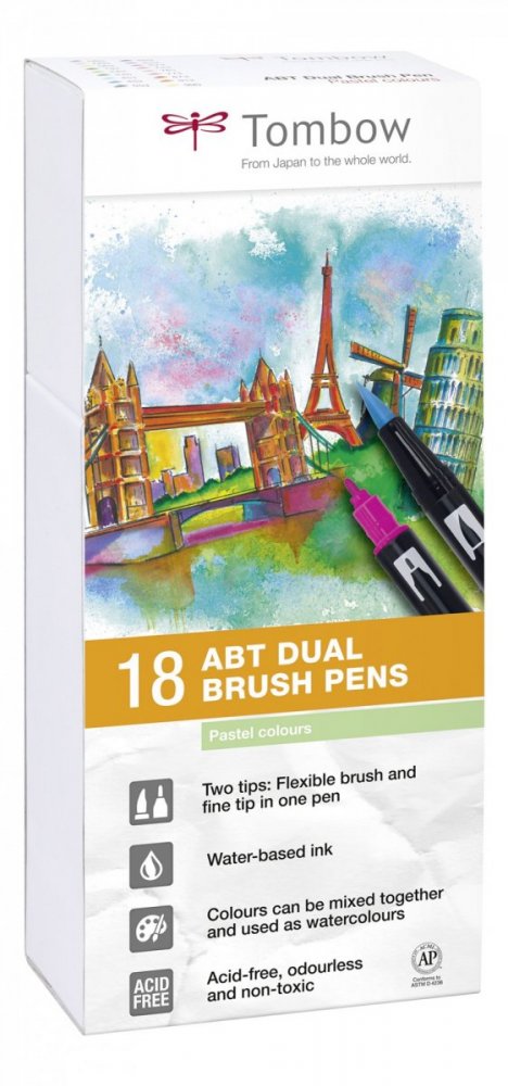 Tombow Flamaster Brush pen ABT – Pastels, 18 szt.