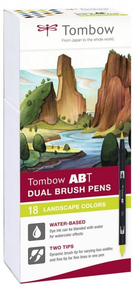 Tombow Flamaster Brush pen ABT – Landscape colours, 18 szt.