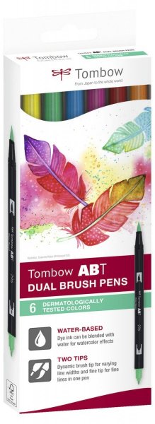 Tombow Flamaster Brush pen ABT – Dermatologicaly tested, 6 szt.