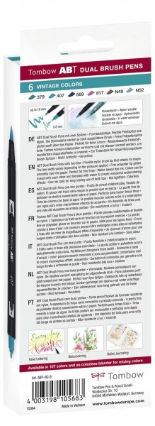 Tombow Flamaster Brush pen ABT – Vintage colours, 6 szt.