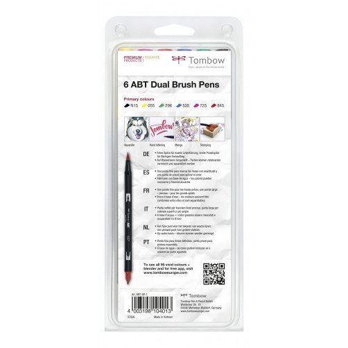 Tombow Flamaster Brush pen ABT – Primary colours, 6 szt.