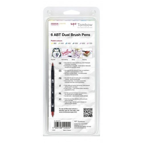 Tombow Flamaster Brush pen ABT – Pastels, 6 szt.