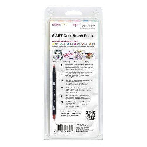 Tombow Flamaster Brush pen ABT – Dermatologicaly tested, 6 szt.