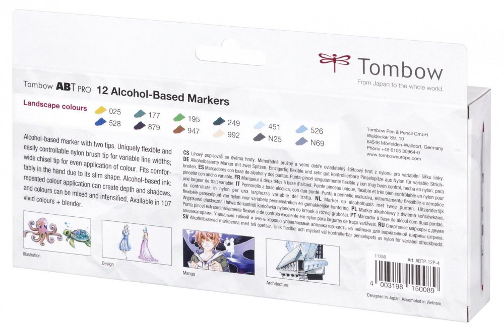 Tombow Flamaster Brush pen na bazie alkoholu ABT PRO, 12 szt., Landscape colors
