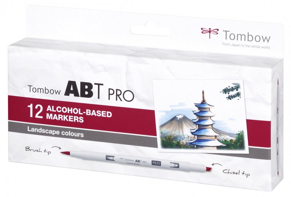 Tombow Flamaster Brush pen na bazie alkoholu ABT PRO, 12 szt., Landscape colors