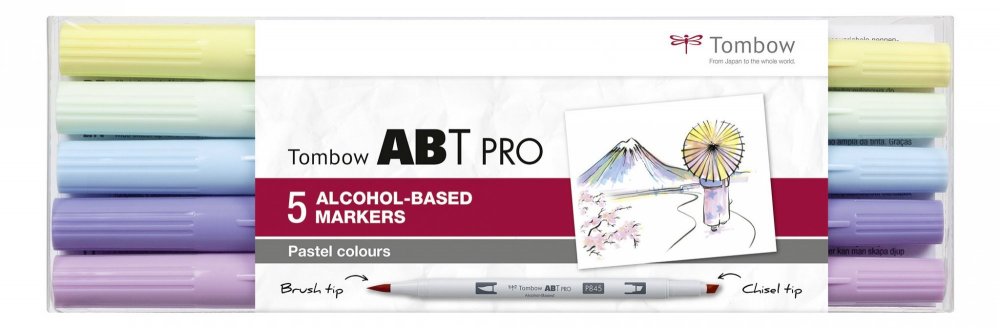 Tombow Flamaster Brush pen na bazie alkoholu ABT PRO, 5 szt., Pastel colors