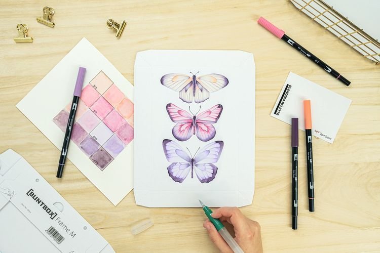 Tombow Zestaw Watercoloring Canvas Set Elegant Butterflies