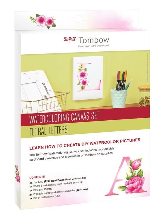 Tombow Zestaw Watercoloring Canvas Set Floral Letters