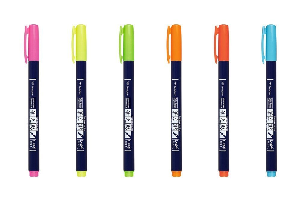 Tombow Flamaster Brush pen Fudenosuke, set 6 szt