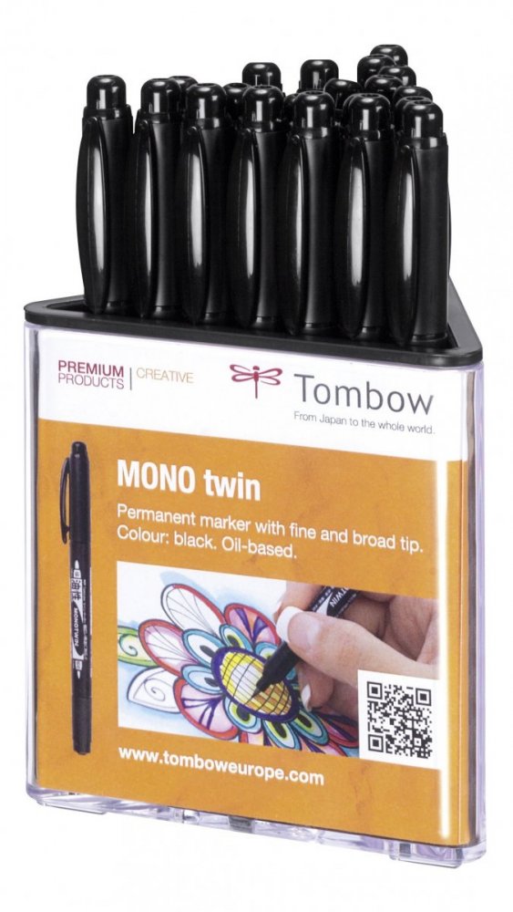 Tombow Cienkopis MONO twin, dwustronny, set 20 szt.
