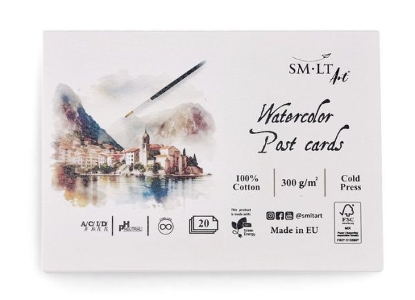 SMLT art Pohlednice Akvarel papír 20 listů, 300g/m2