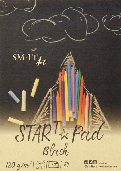 SMLT art Blok na kresbu START, černý, A4, 20 listů, 120g/m2