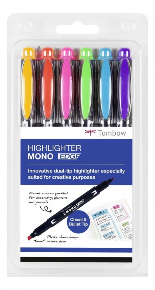 Tombow Zakreślacz MONO edge, zestaw 6 sztuk