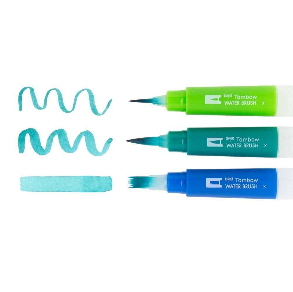 Tombow Pędzel wodny Water Brush z różnymi końcówkami pędzelkowymi, set 3 szt