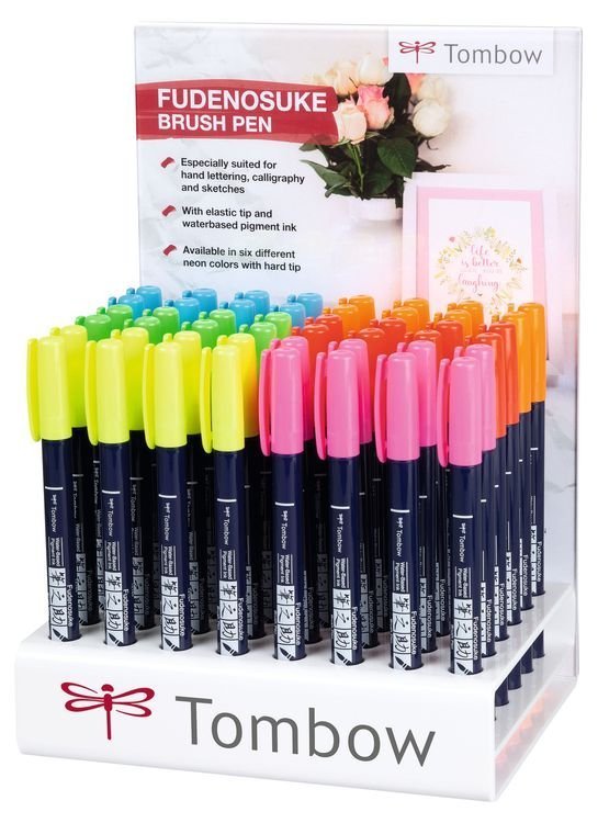 Fudenosuke BRUSH PEN – WS-BH – tvrdosť 1, sada 48 ks neon