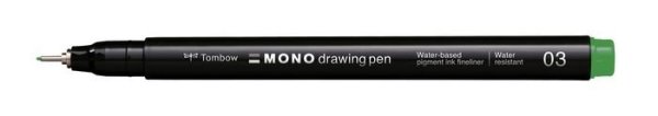 Tombow Cienkopis MONO drawing pen, szerokość linii pisania: 03 (około 0.35 mm), zielony
