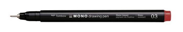 Tombow Cienkopis MONO drawing pen, szerokość linii pisania: 03 (około 0.35 mm), czerwony