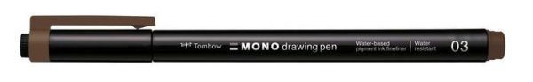 Tombow Cienkopis MONO drawing pen, szerokość linii pisania: 03 (około 0.35 mm), brązowy