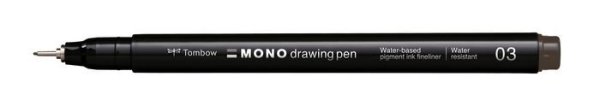 Tombow Cienkopis MONO drawing pen, szerokość linii pisania: 03 (około 0.35 mm), brązowy