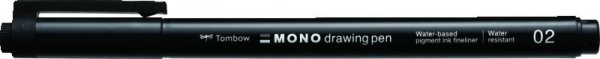 Tombow Cienkopis MONO drawing pen, szerokość linii pisania: 02 (około 0,3 mm), czarny, luzem