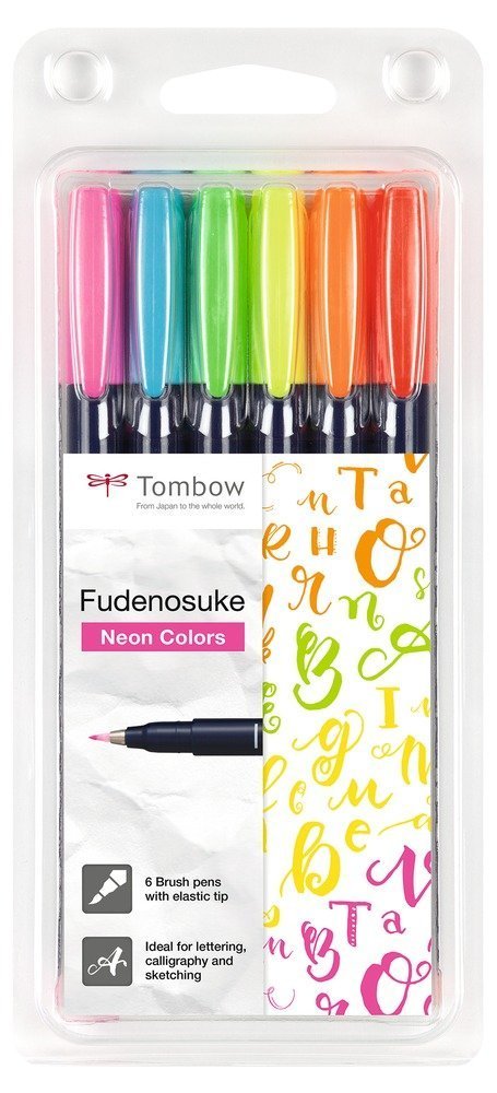 Tombow Flamaster Brush pen Fudenosuke, set 6 szt