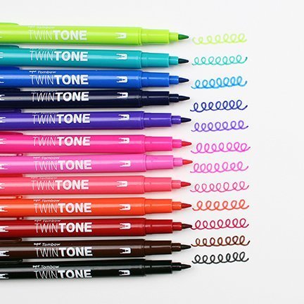 Tombow Marker TwinTone, 12 sztuk, żywe kolory