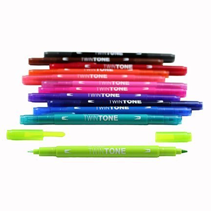 Tombow Marker TwinTone, 12 sztuk, żywe kolory