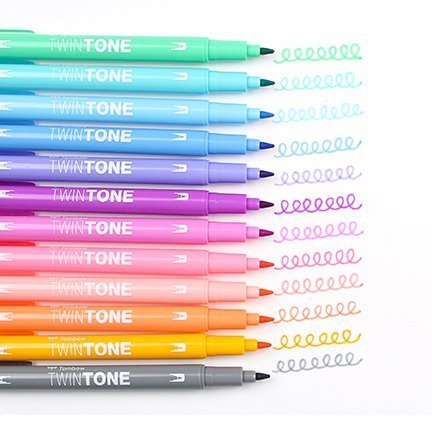 Tombow Marker TwinTone, 12 sztuk, pastelowe kolory