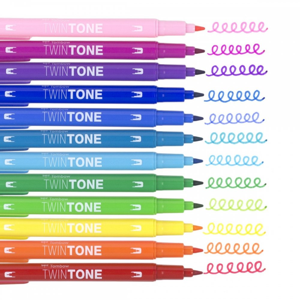 Tombow Marker TwinTone, 12 sztuk, kolory tęczy
