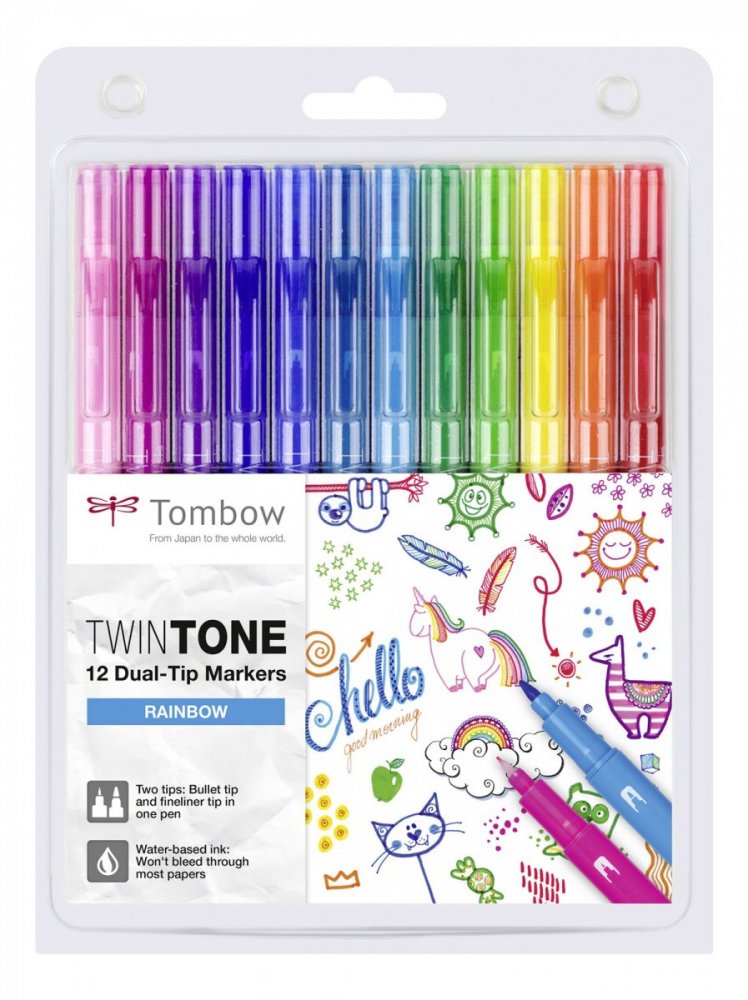 Tombow Marker TwinTone, 12 sztuk, kolory tęczy
