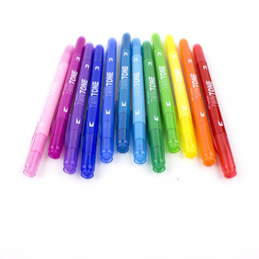 Tombow Marker TwinTone, 12 sztuk, kolory tęczy