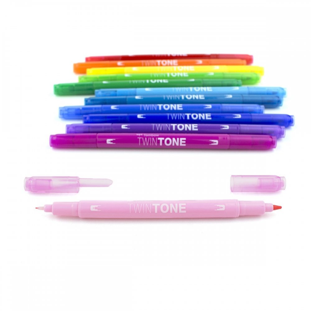 Tombow Marker TwinTone, 12 sztuk, kolory tęczy