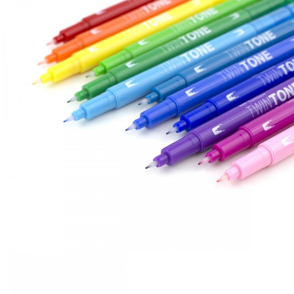 Tombow Marker TwinTone, 12 sztuk, kolory tęczy