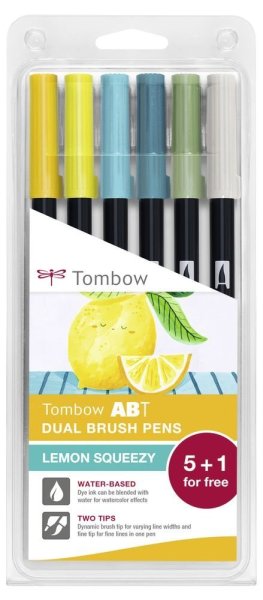 Tombow zestaw dwustronnych Flamastrów 6szt - LEMON (edycja limitowana)