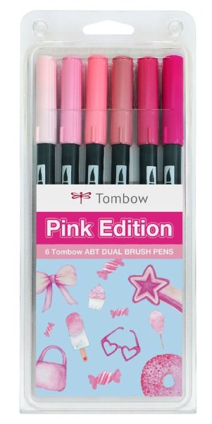 Tombow zestaw dwustronnych Flamastrów 6szt – PINK (edycja limitowana)