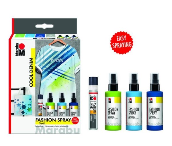 Marabu Zestaw Fasion Spray farba do tkanin set 