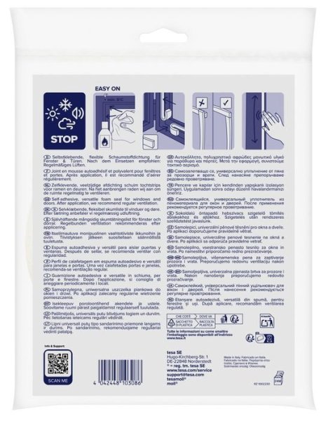 Pěnové těsnění, na okna a dveře, bílé, 10m x 9mm x 6mm