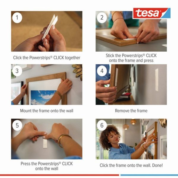 tesa® Samolepicí proužky se suchým zipem Powerstrips CLICK 4 x 2 L