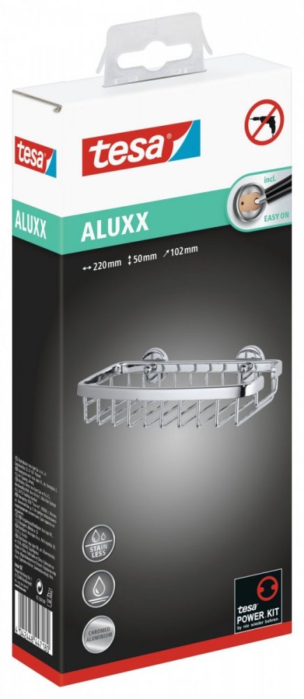 Aluxx Samoprzylepny, chromowany koszyk prostokątny mały