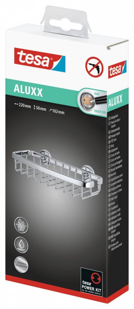Aluxx Samoprzylepny, chromowany koszyk prostokątny mały